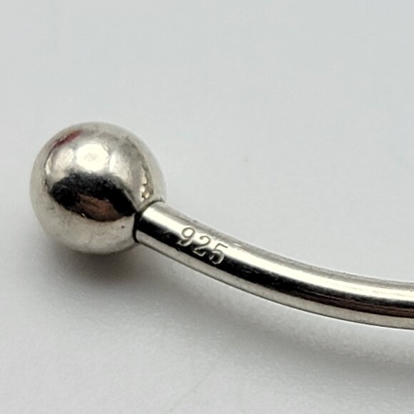 925 Sterling Silver Adjustable Wire Cuff Bracelet – 7 Sliding CZ Ball Beads 6.5" - Picture 5 of 6